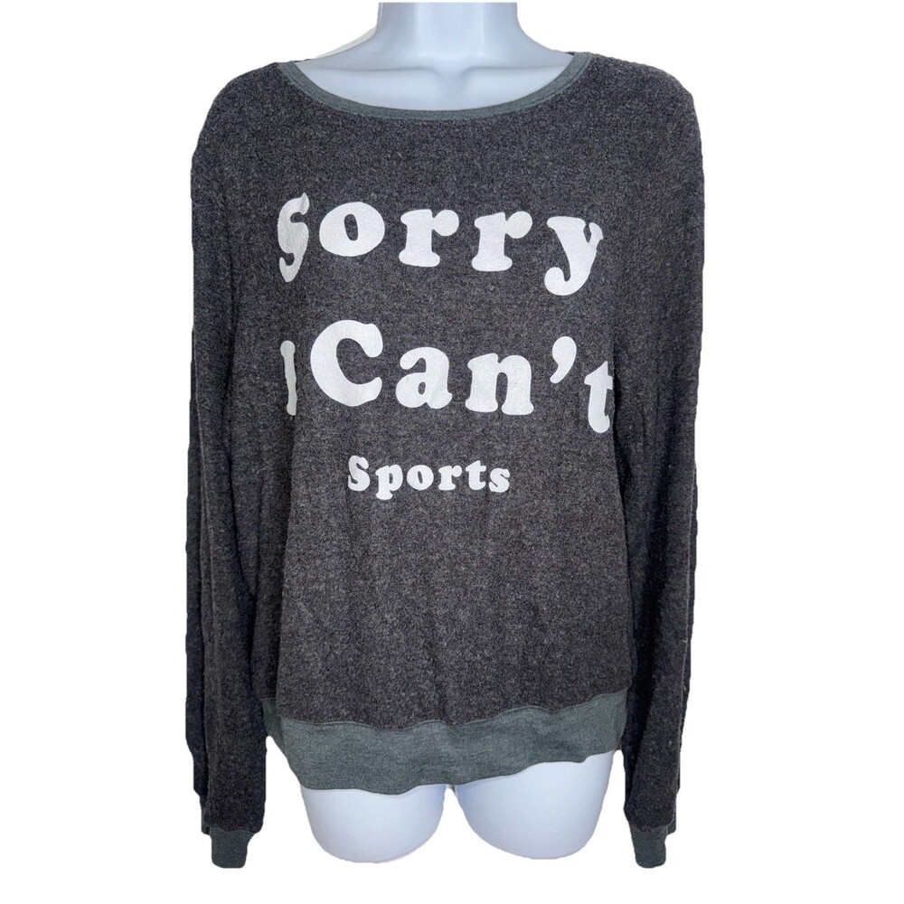 Wildfox Gray Sorry I Can't Sports Sweater Sweatshirt Women Small USA